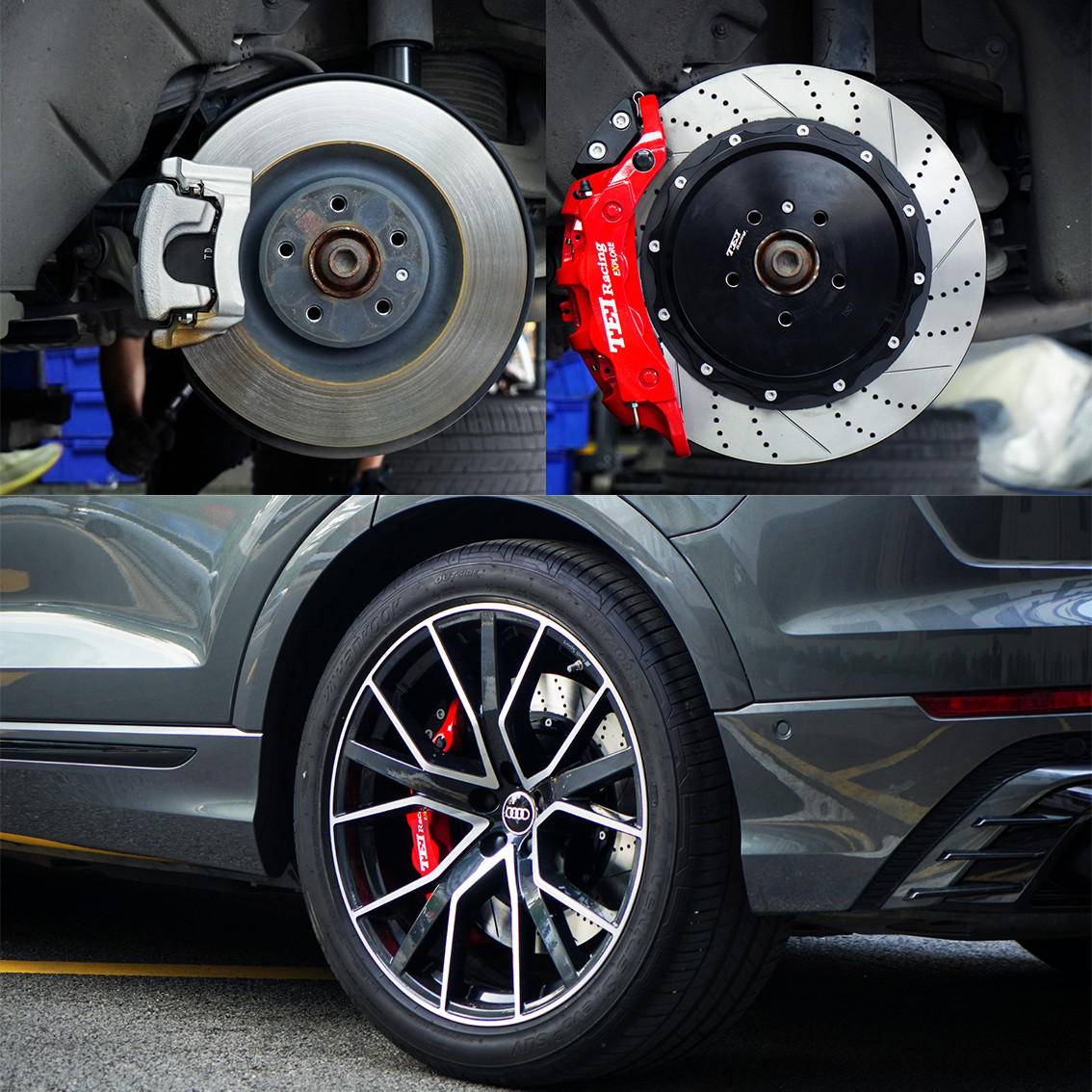 Rear High Performance Q8 Audi Big Brake Kit 22 Inch 4 Piston Caliper