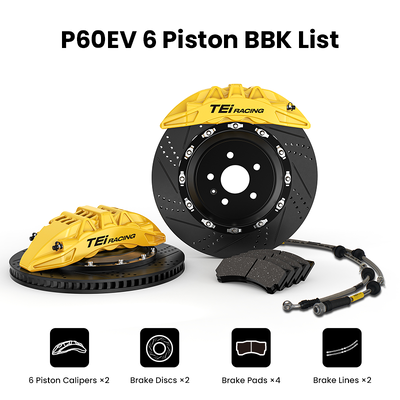 TEI P60EV BBK 6 Pot Split Forged Caliper 355mm Rotor Disc Front Big Brake Kit for Honda Accord 18 Inch Car Rim