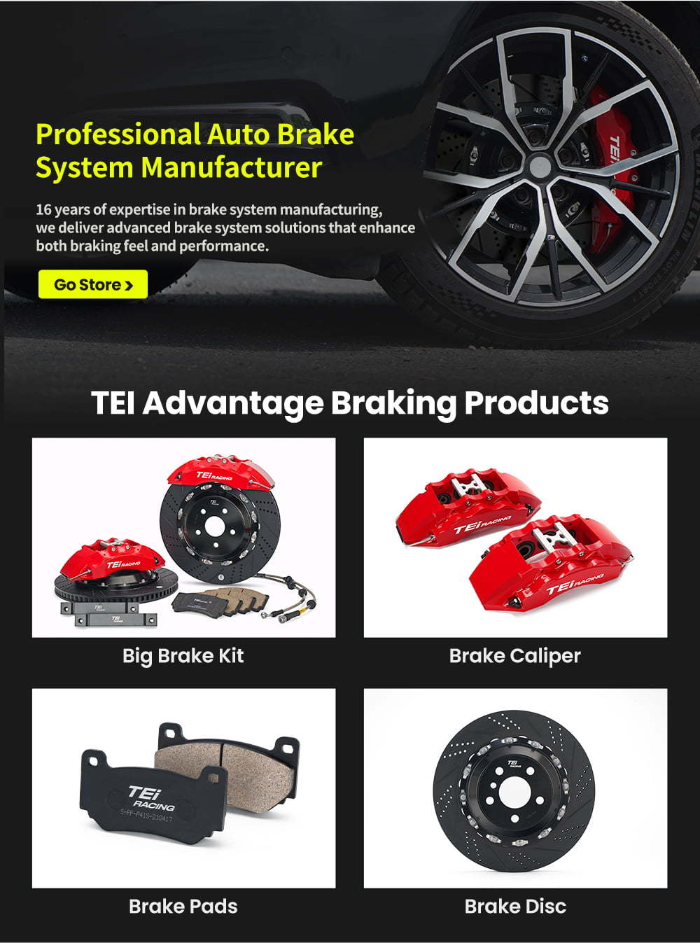 STOPTECH イエローブレーキキャリパー 6ポッド 6POT キャリパー