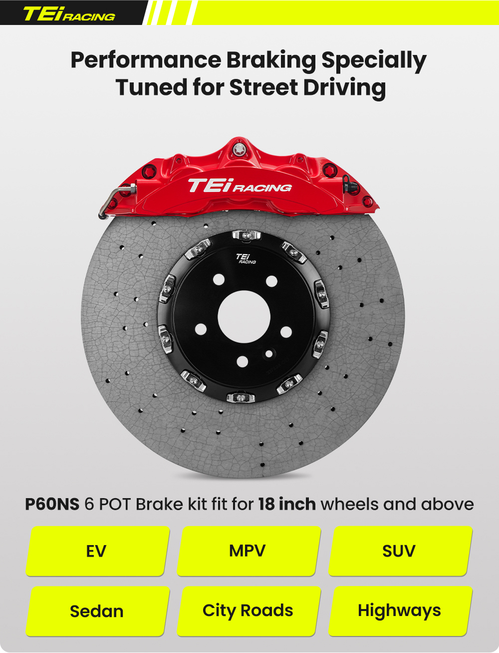 TEI P60NS 6 ポットブレーキキャリパー カーボンセラミックブレーキ