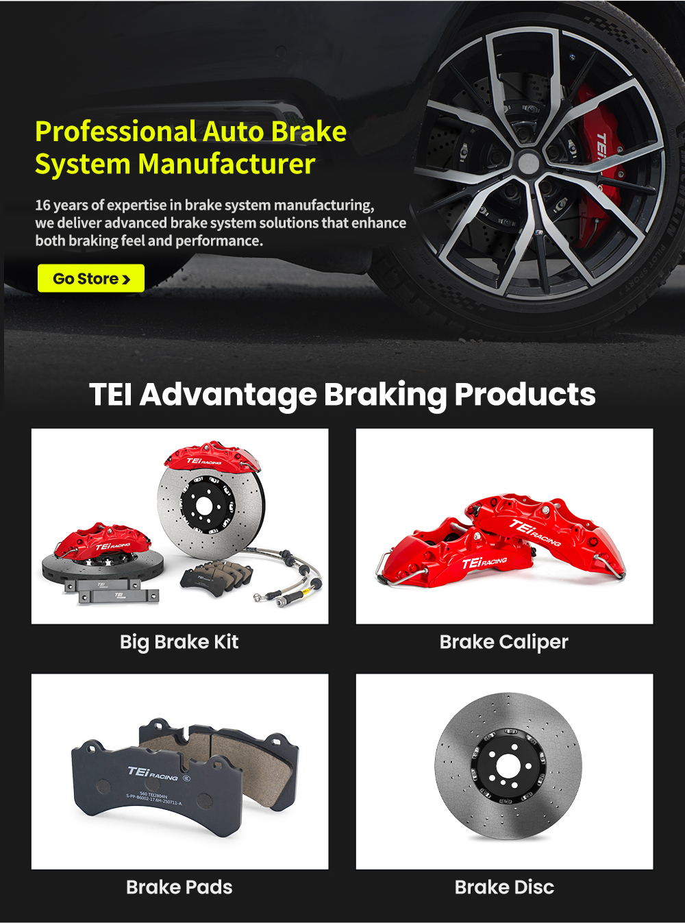 TEI P60NS 6 ポットブレーキキャリパー カーボンセラミックブレーキ